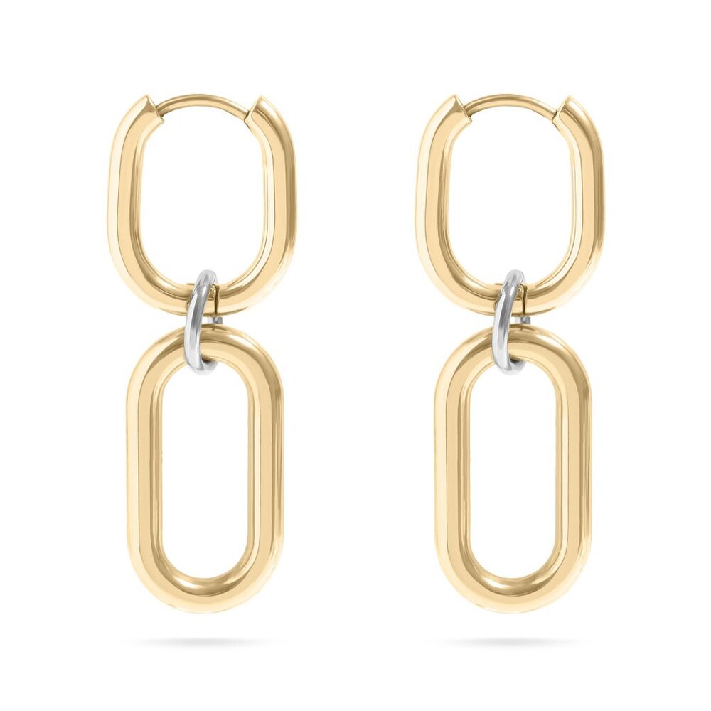 Mixed Metal Huggie Earrings | 18K Gold PVD & Silver | Waterproof Hypoallergenic